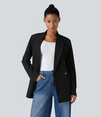 Blazer de travail anti-froissage à col cranté et manches longues avec poches