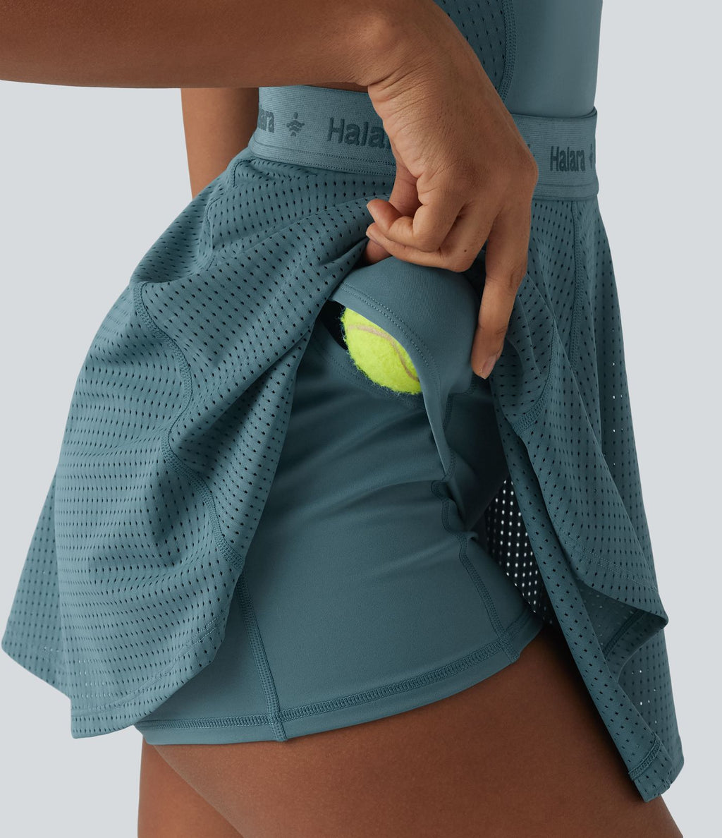 Barboteuse de yoga dos nu sans manches en mesh respirant avec jupe amovible et poches – Easy Peasy