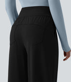 Pantalon large casual taille haute avec poches