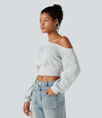 Sweatshirt casual court une épaule manches longues