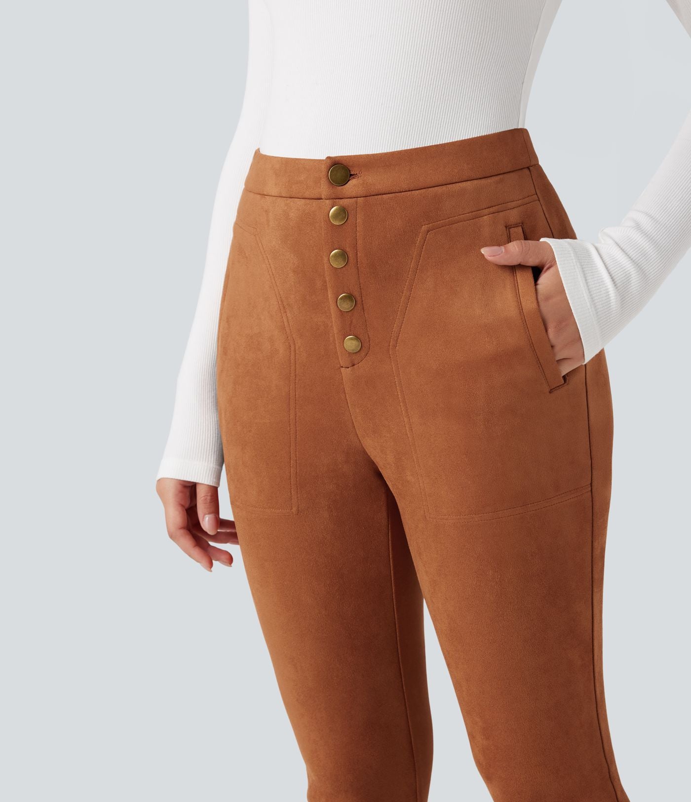 Legging suédine taille haute avec poches