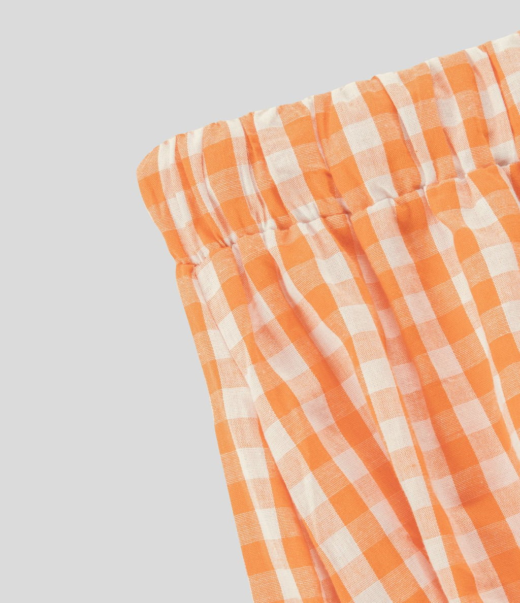 Pantalon en Coton Casual à Carreaux à Taille Haute avec Cordon de Serrage et Poches Latérales Amples
