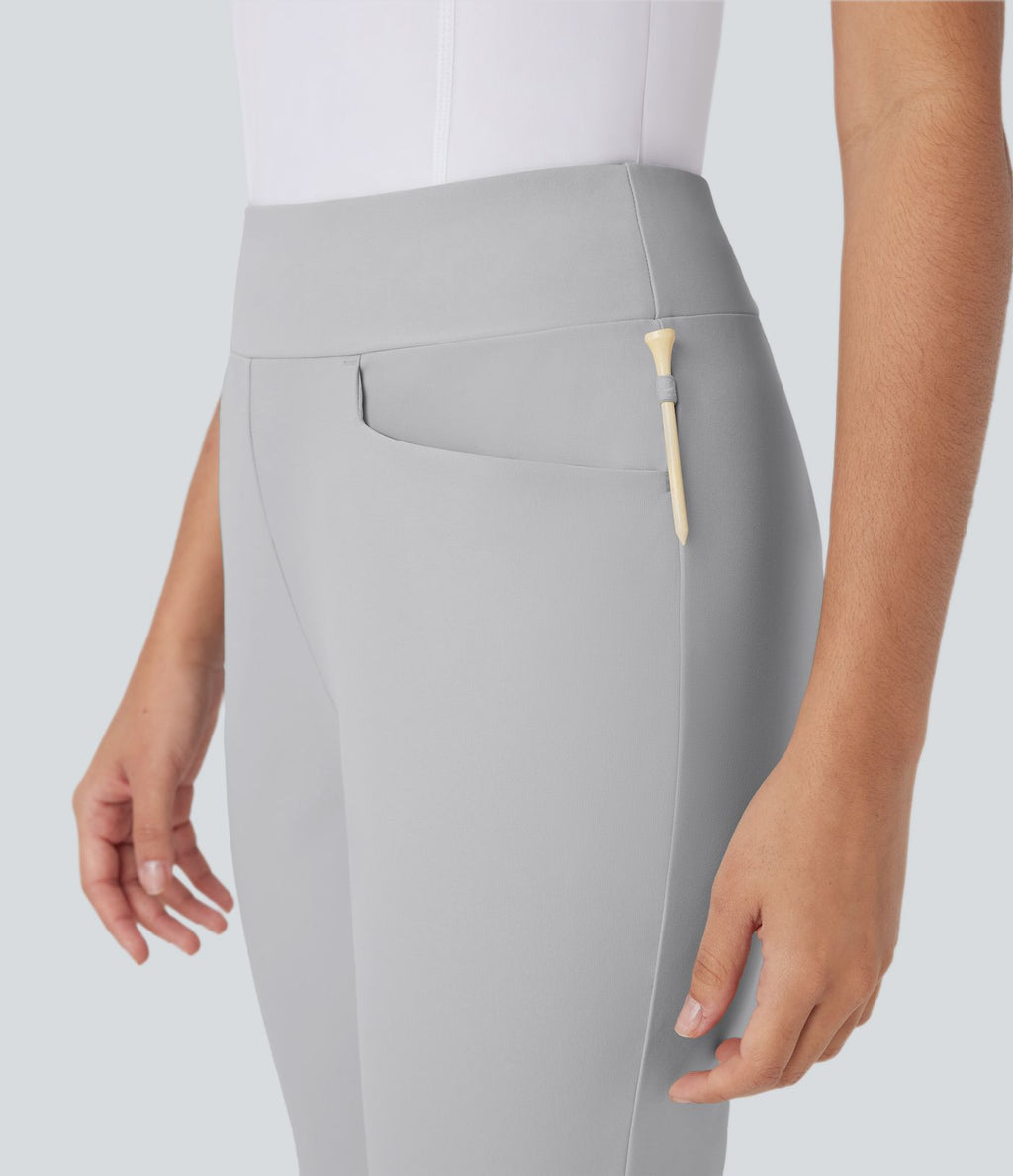 Pantalon de golf taille moyenne à séchage rapide avec multiples poches, fentes et coupe fuselée-Poche pour tee de golf-UPF40+