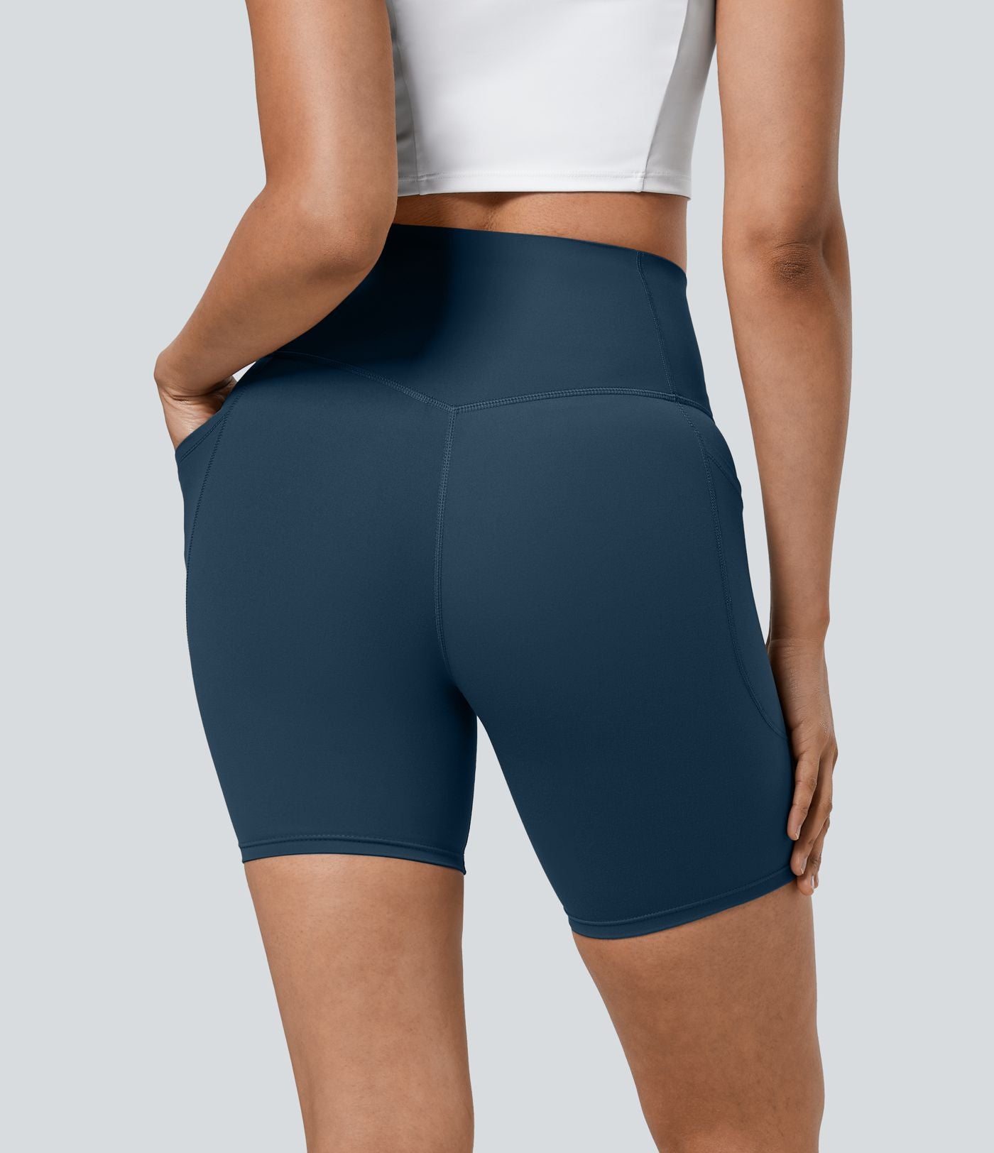 Short cycliste 17,5 cm d'entraînement gainant taille haute avec poches Halara UltraSculpt™