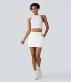 Softlyzero™ QuickDry Jupe de golf courte deux-en-un à taille haute avec poches latérales, ourlet arrondi, cordon de serrage - Poche pour tee de golf