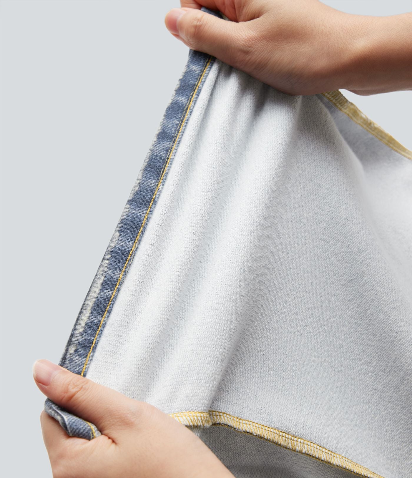 Jean de survêtement décontracté à rayures en tissu éponge français imprimé denim taille mi-haute avec poches