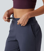 Pantalon de running court effet frais InstantCool taille haute à séchage rapide avec cordon intérieur, ourlet arrondi, poches et protection solaire UPF50+