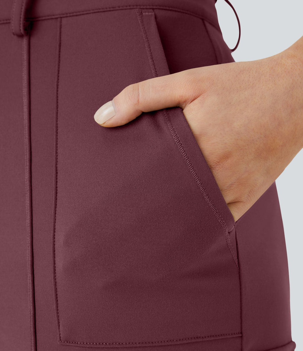Pantalon cargo ajusté uni taille haute DayStretch avec poches zippées