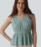 Débardeur casual texturé froissé col V