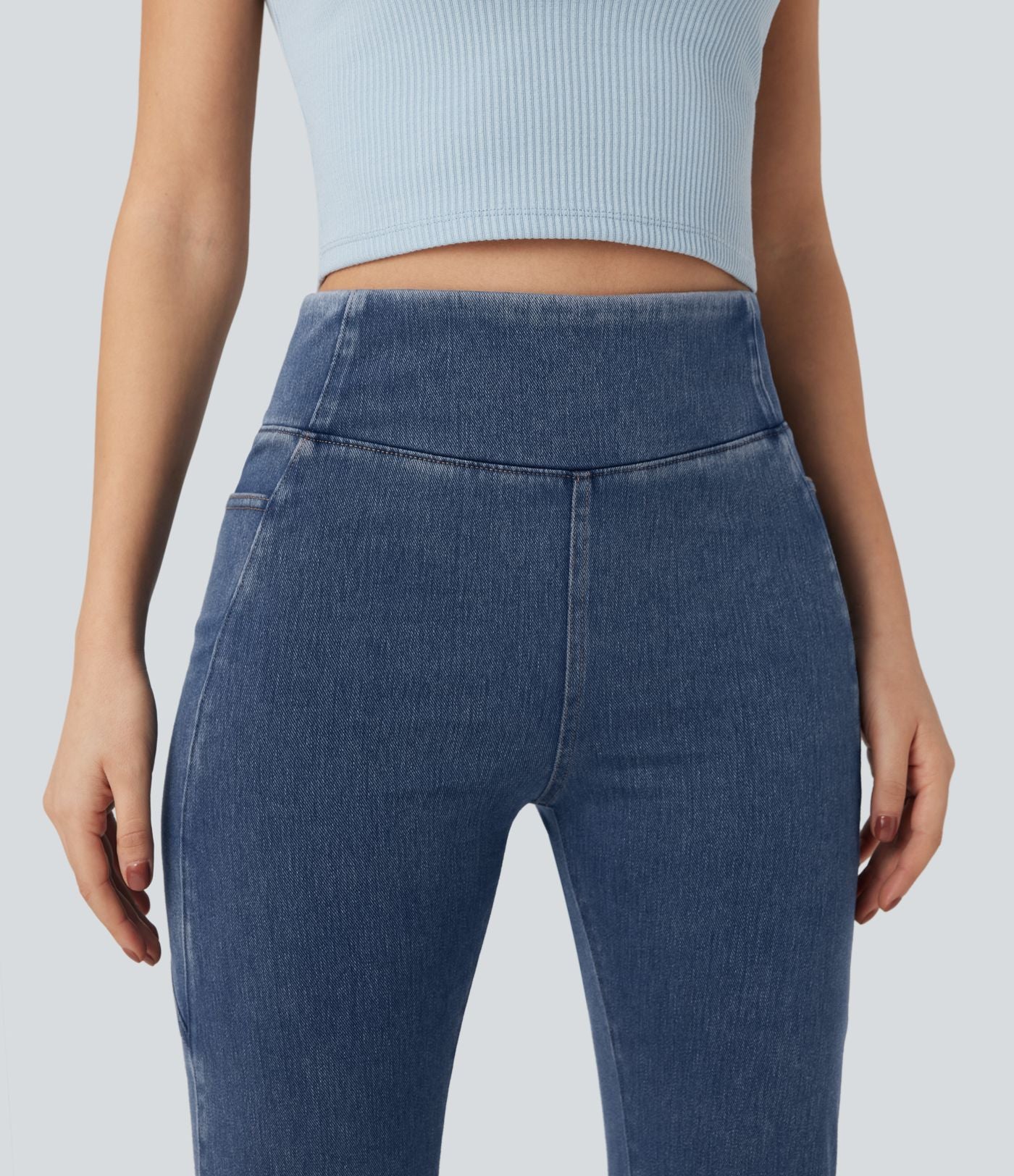 Jean décontracté à coupe bootcut gainant taille haute avec poches Halara Flex™