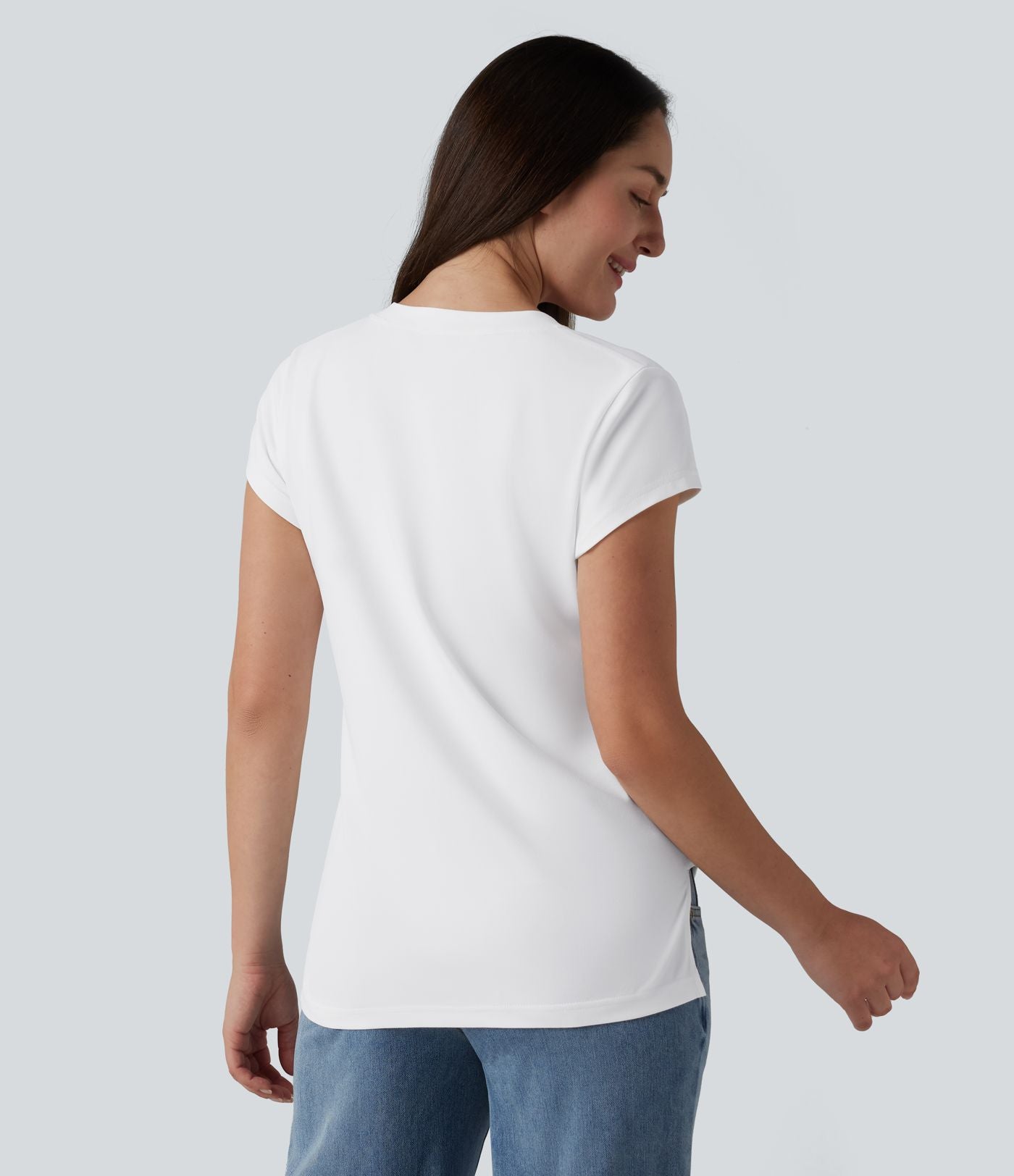 T-shirt casual col V manches courtes