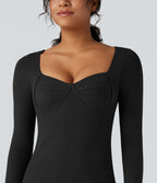 Top casual chaud push-up à col cœur et manches longues - Bonnet A/B