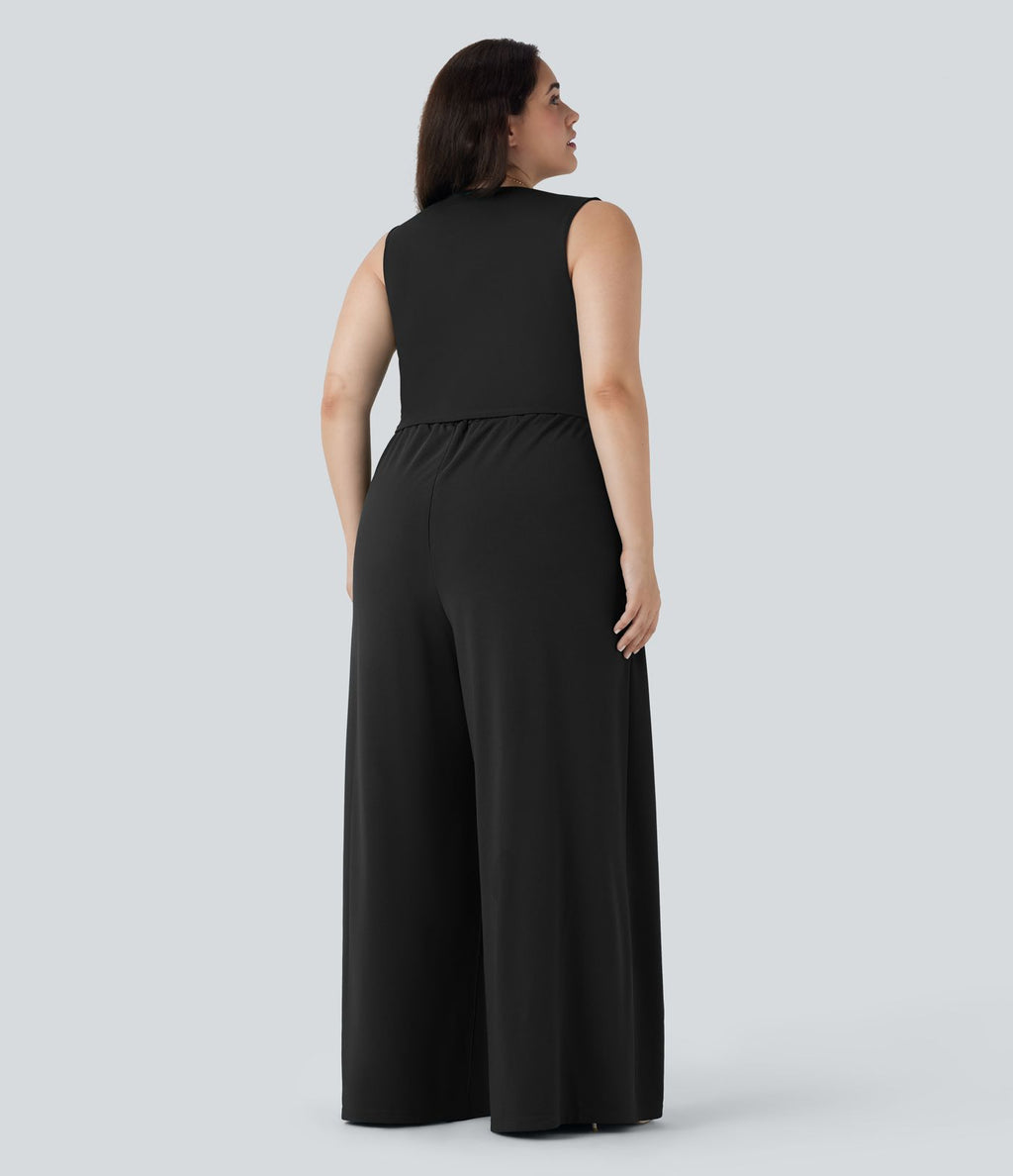 Combinaison grande taille col V sans manches avec poches - Édition Easy Peasy