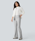 Pantalon de travail Halara Flex™ évasé à rayures, taille haute, avec poches