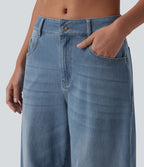 Jean Barrel 7/8 taille basse Halara Flex™ avec poches zippées