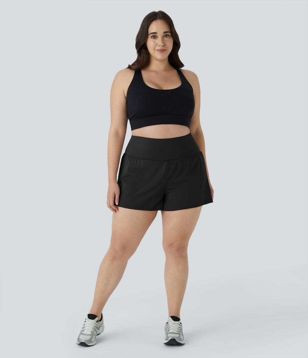 Short 8,8cm Sport Grande Taille 2 en 1 avec Poches Arrière et Poches Latérales Cachées