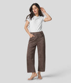 Halara Flex™ Jeans Causal Fuselés à Taille Mi-haute avec Plusieurs Poches en Tricot Extensible Coloré