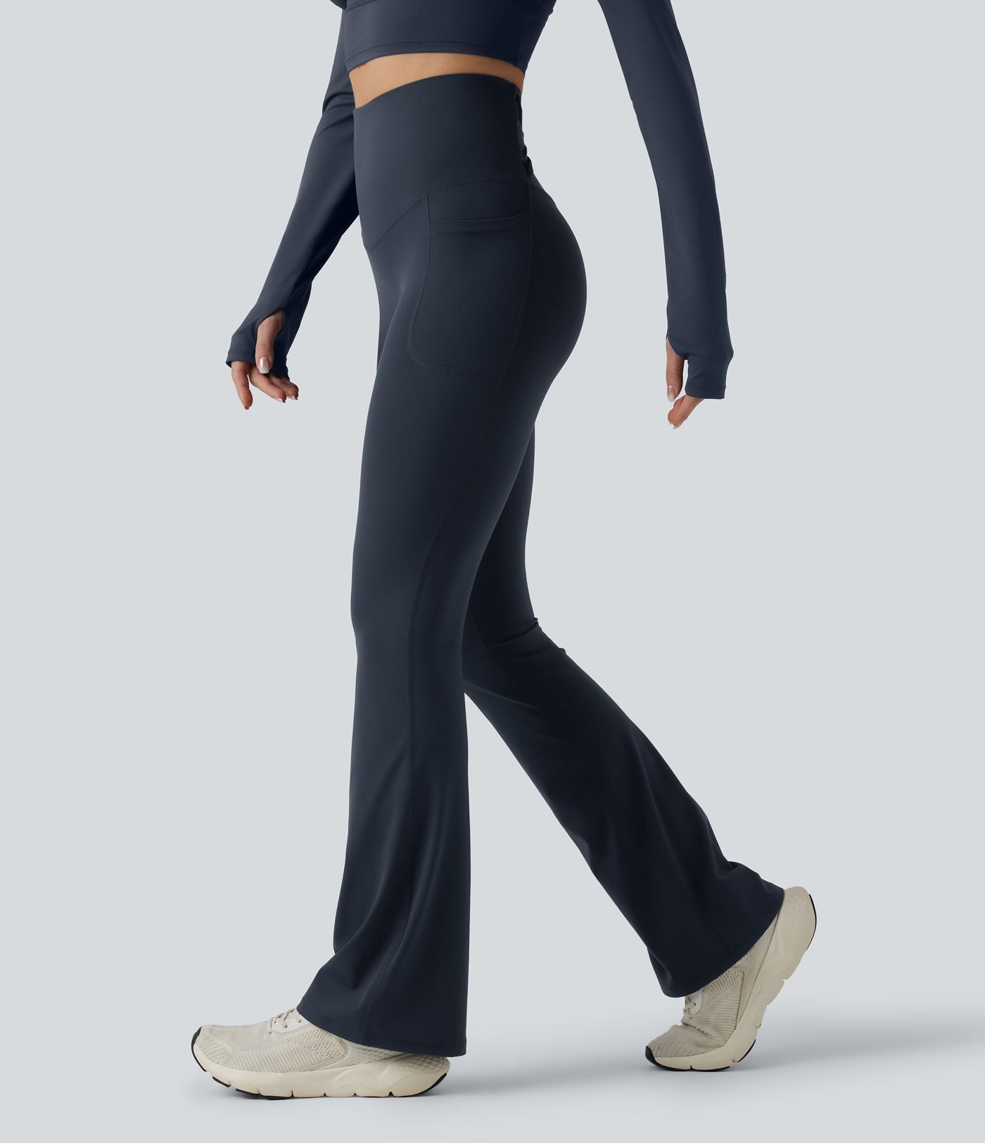 Legging de sport bootcut Halara Ultrasculpt™ taille haute gainant dos croisé avec poches