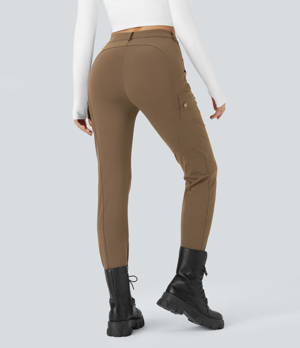 Pantalon cargo ajusté uni taille haute DayStretch avec poches zippées