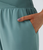 Breezeful™ Pantalon Fluide Vacances Séchage Rapide Taille Haute Croisée Poches Latérales Plissées Fente