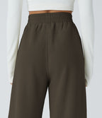 Pantalon velours côtelé de jogging décontracté à taille haute avec poches latérales