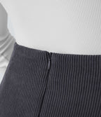 Mini-Jupe Casual en Velours Côtelé 2 en 1 Fermeture Éclair Invisible Taille Haute