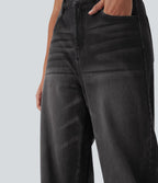 Jean barrel Halara Flex™ taille haute coupe barrel délavé avec poches