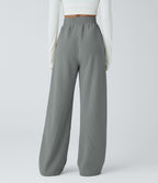 Pantalon velours côtelé de jogging décontracté à taille haute avec poches latérales