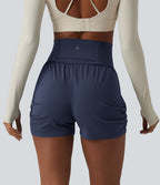 Short de yoga SoftlyZero™ Airy taille haute froncé effet frais InstantCool 7,5 cm avec poches