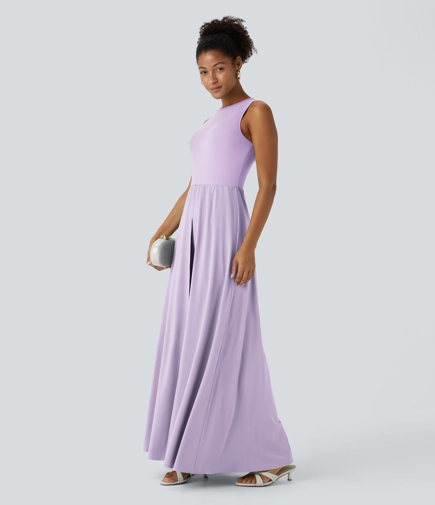 Combinaison Breezeful™ à séchage rapide pour demoiselles d'honneur et invitées de mariage, sans manches, avec fermeture éclair, poches latérales et détails contrastés
