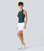 Softlyzero™ QuickDry Débardeur Golf Slim à Demi-Zip et Col Baseball