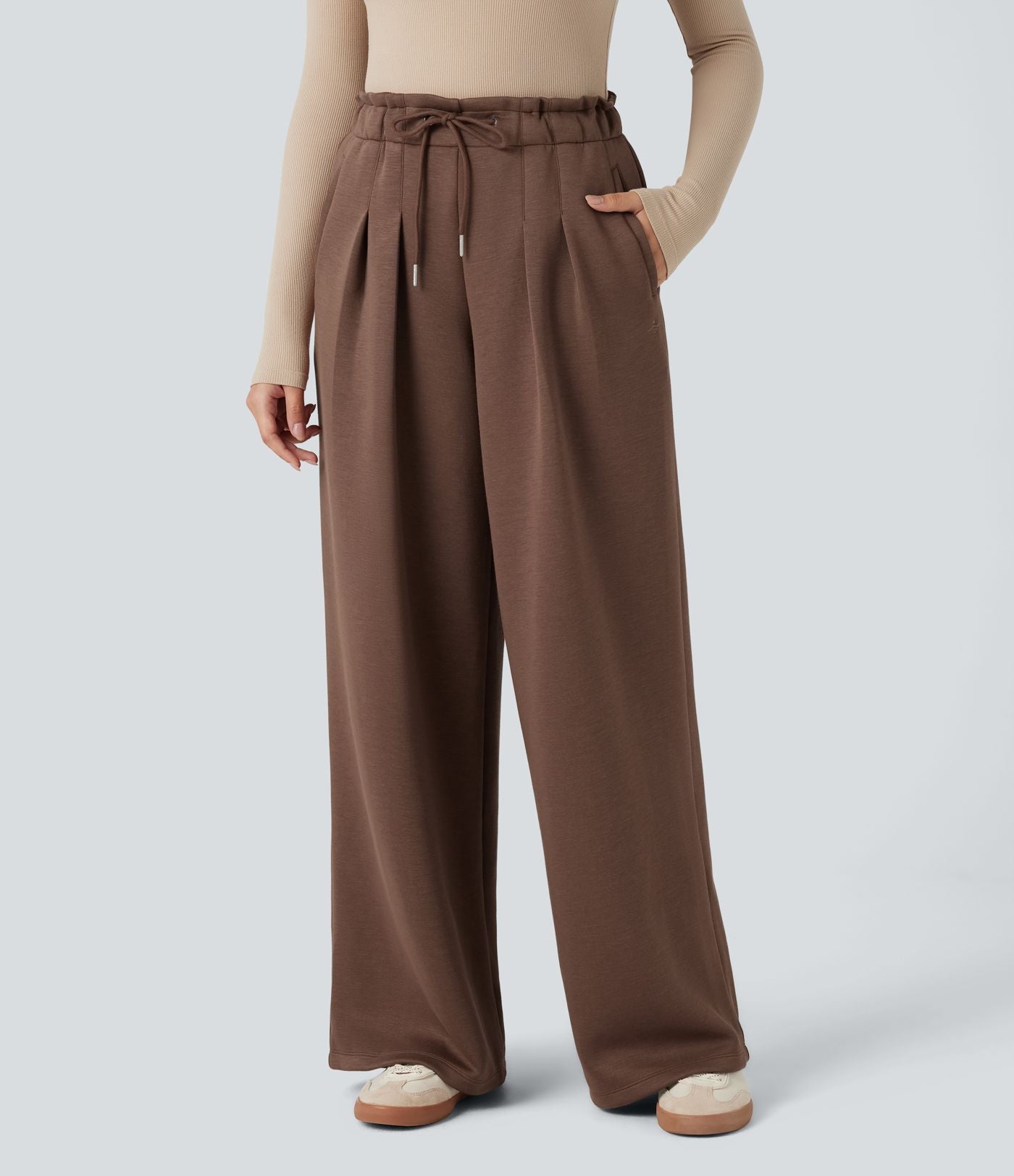 Pantalon décontracté SpacerTek™ taille haute effet baggy, avec cordon de serrage et poches