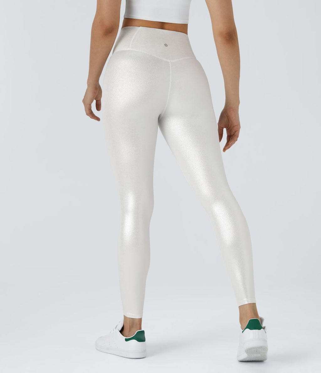 Legging de yoga SoftlyZero™ en simili stretch avec taille croisée, imprimé métallisé et poche arrière