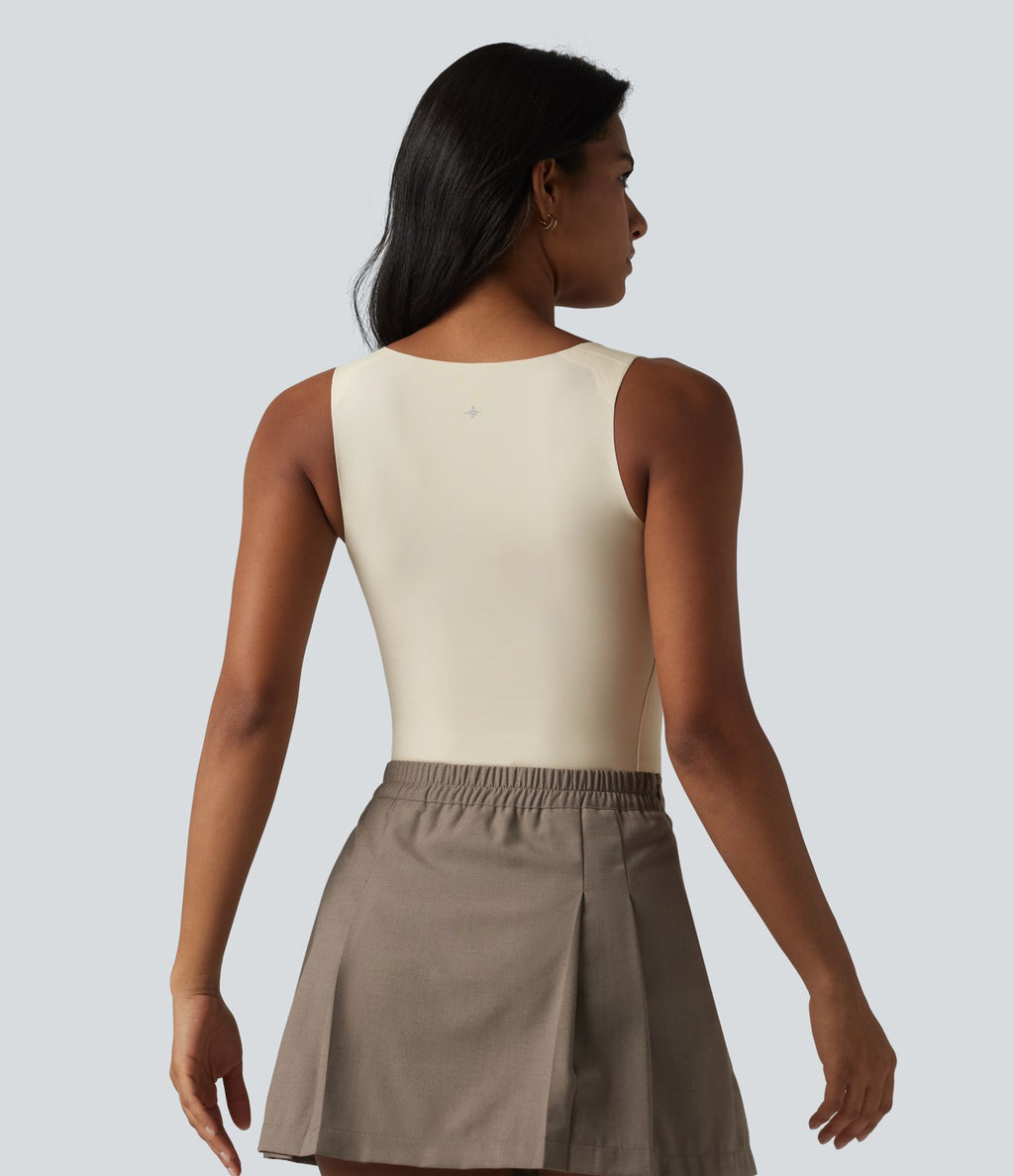 Débardeur décontracté col carré avec soutien-gorge intégré bonnets B-E