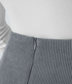 Mini-Jupe Casual en Velours Côtelé 2 en 1 Fermeture Éclair Invisible Taille Haute