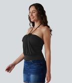 Débardeur casual dos nu à nouer avec soutien-gorge intégré