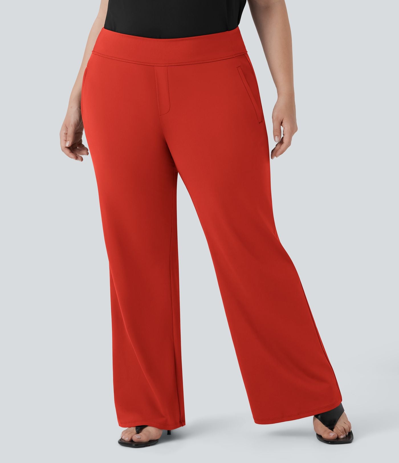 Pantalon tailleur évasé grande taille taille haute Halara Flex™ DayStretch avec poches zippées latérales
