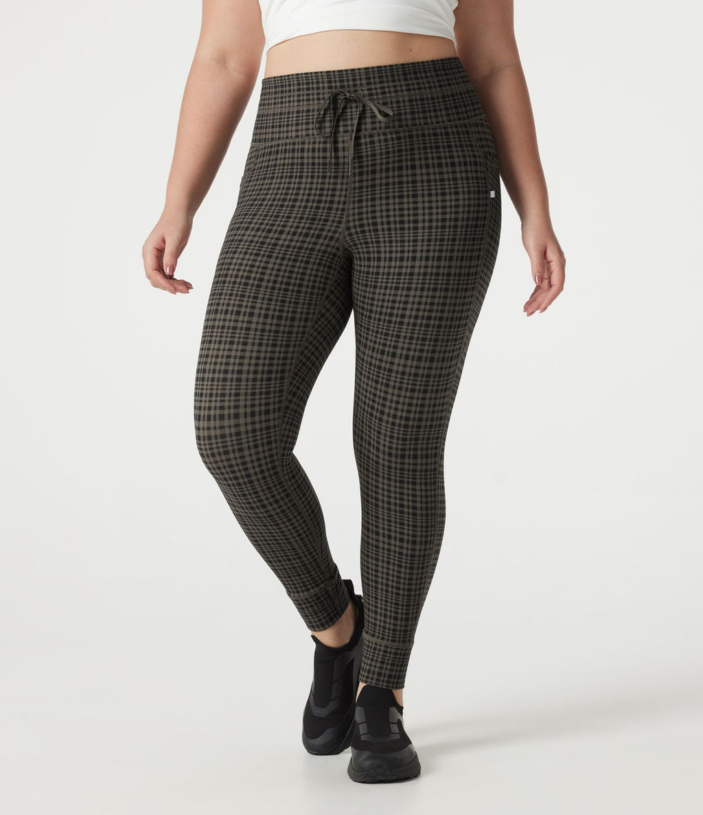 Legging de yoga grande taille Halara UltraSculpt™ taille haute à carreaux avec cordon ajustable et poches