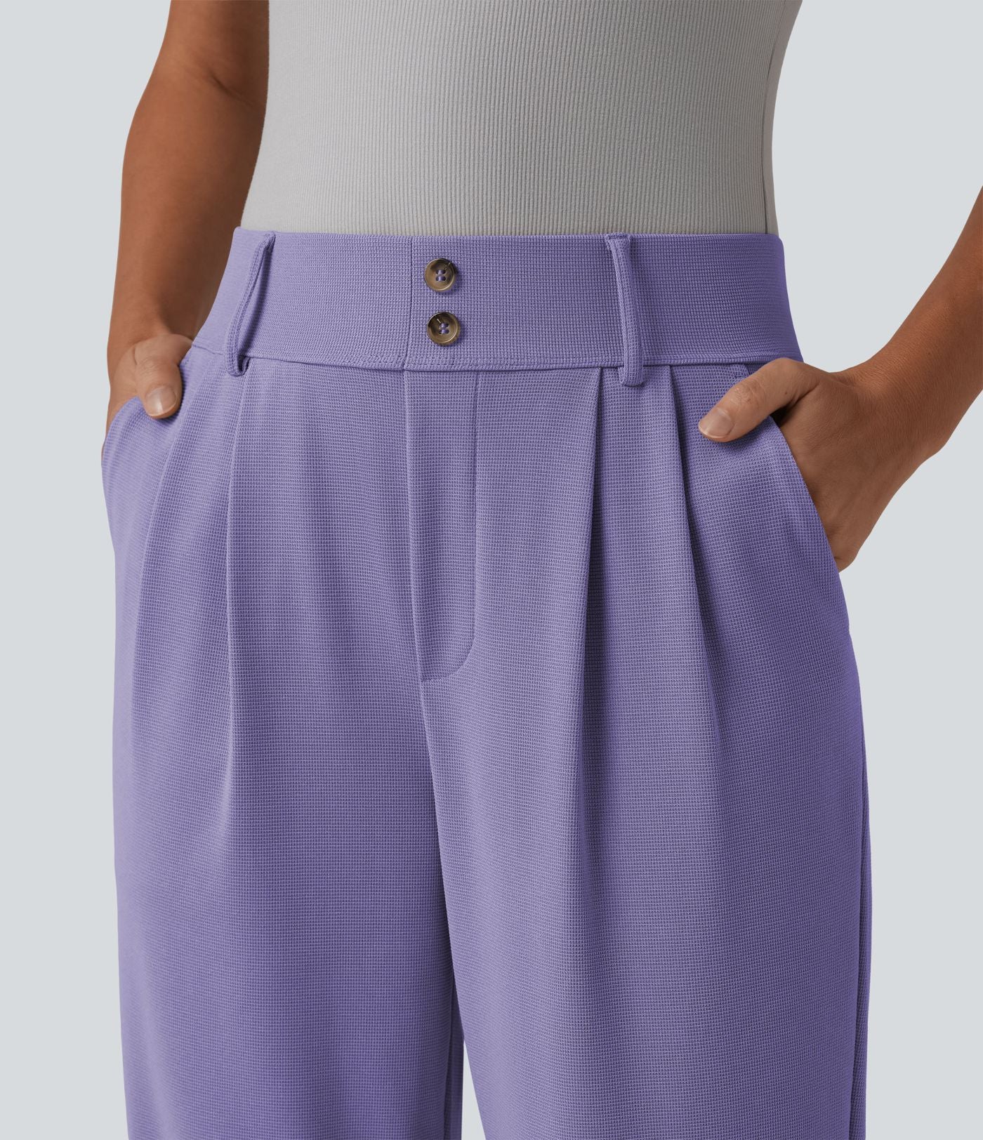 Halara Flex™ Pantalon tailleur fuselé taille haute en tissu gaufré avec poches