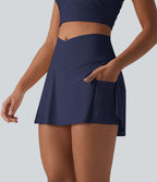 Jupe-short de tennis SoftlyZero™ Airy gainante croisée à effet frais InstantCool et poches, Lucid, protection solaire UPF50+