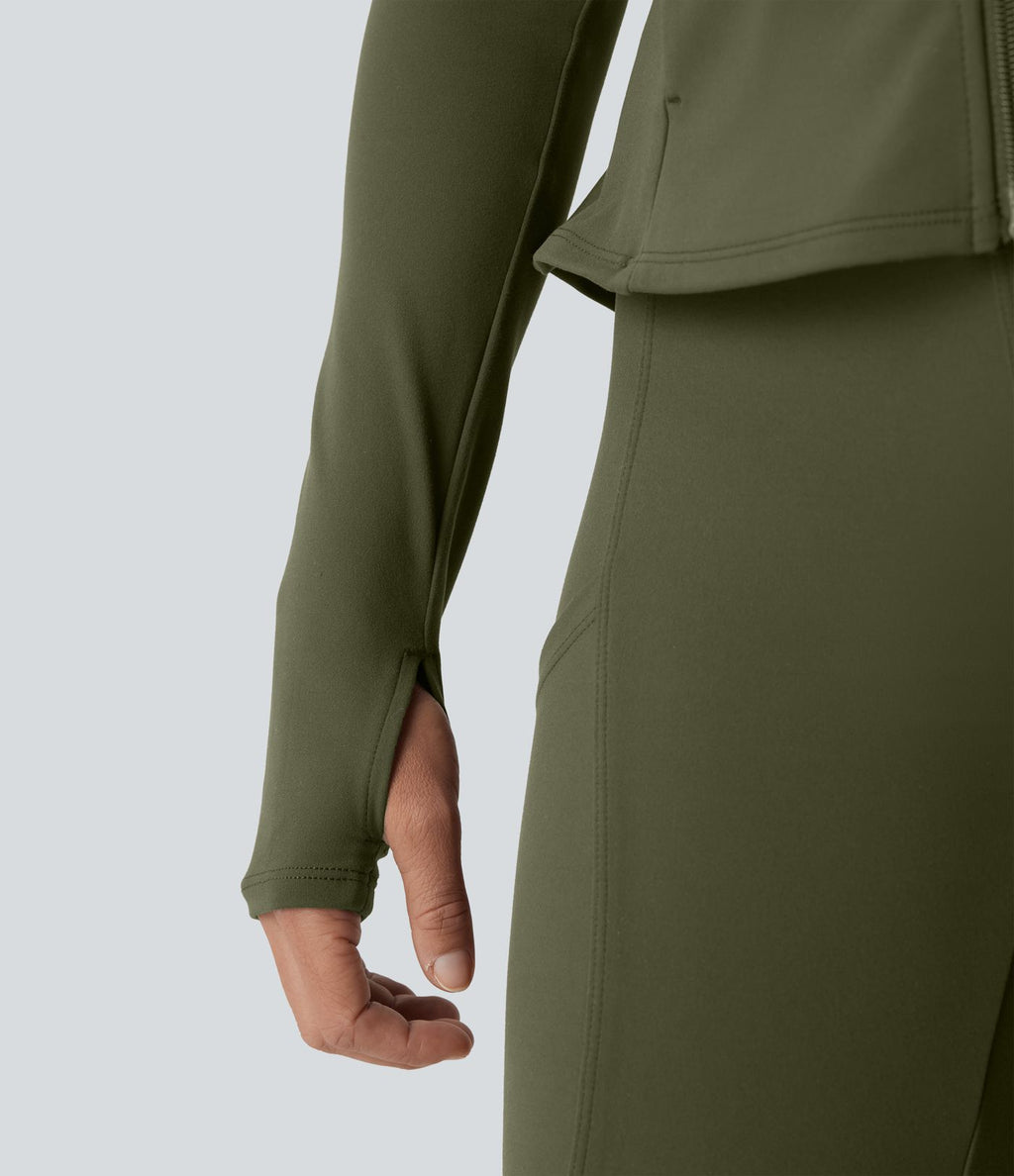 Veste ajustée col montant zippée avec passants pouces et ourlet à volants DayStretch avec poches