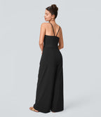 Breezeful™ Combinaison Dos Nu Poche Zippée Invisible Sur le Côté Jambe Large Séchage Rapide