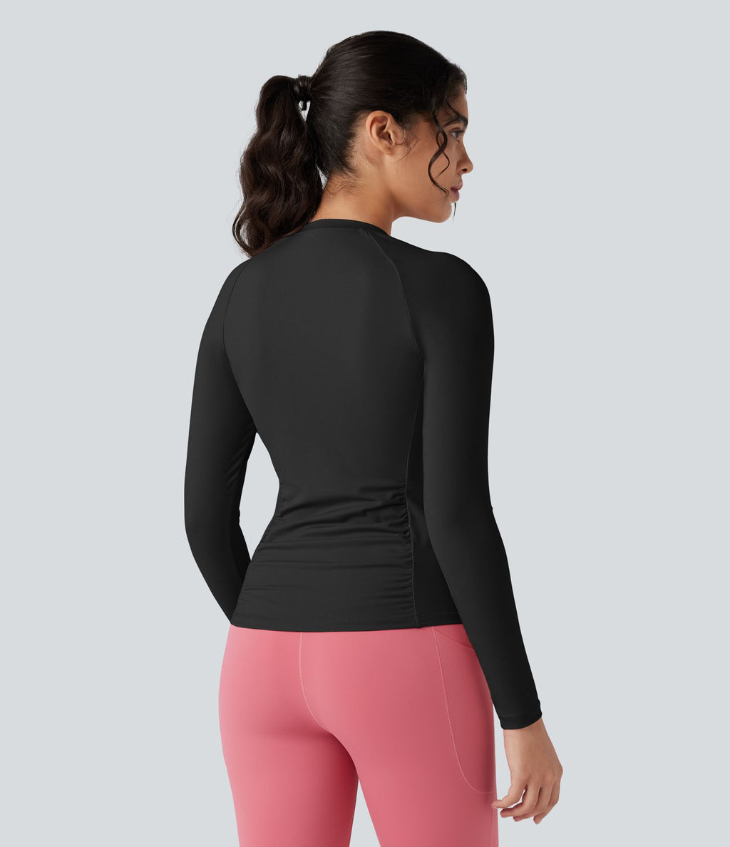 Top de sport yoga ajusté col rond manches longues raglan