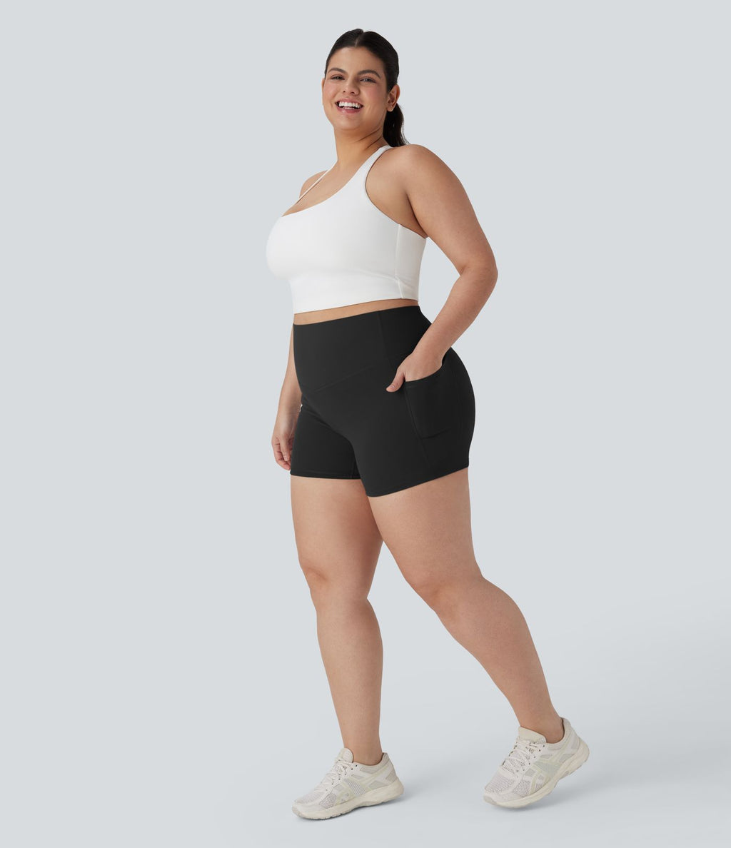 Short cycliste 7,5 cm d'entraînement gainant taille haute grande taille avec poches Halara UltraSculpt™