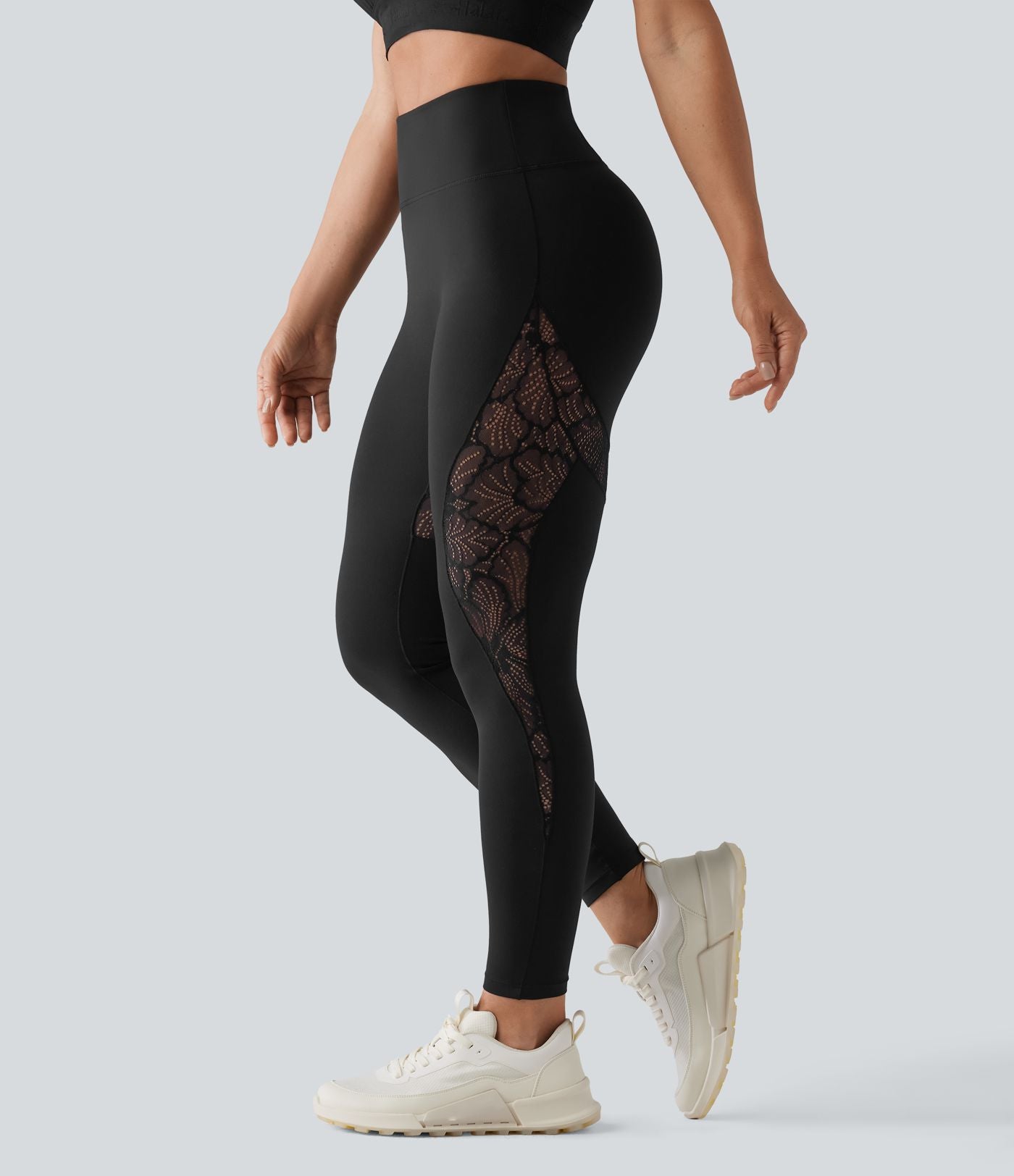 Legging d'entraînement SoftlyZero™ taille haute dentelle contrastante avec poche - UPF50+