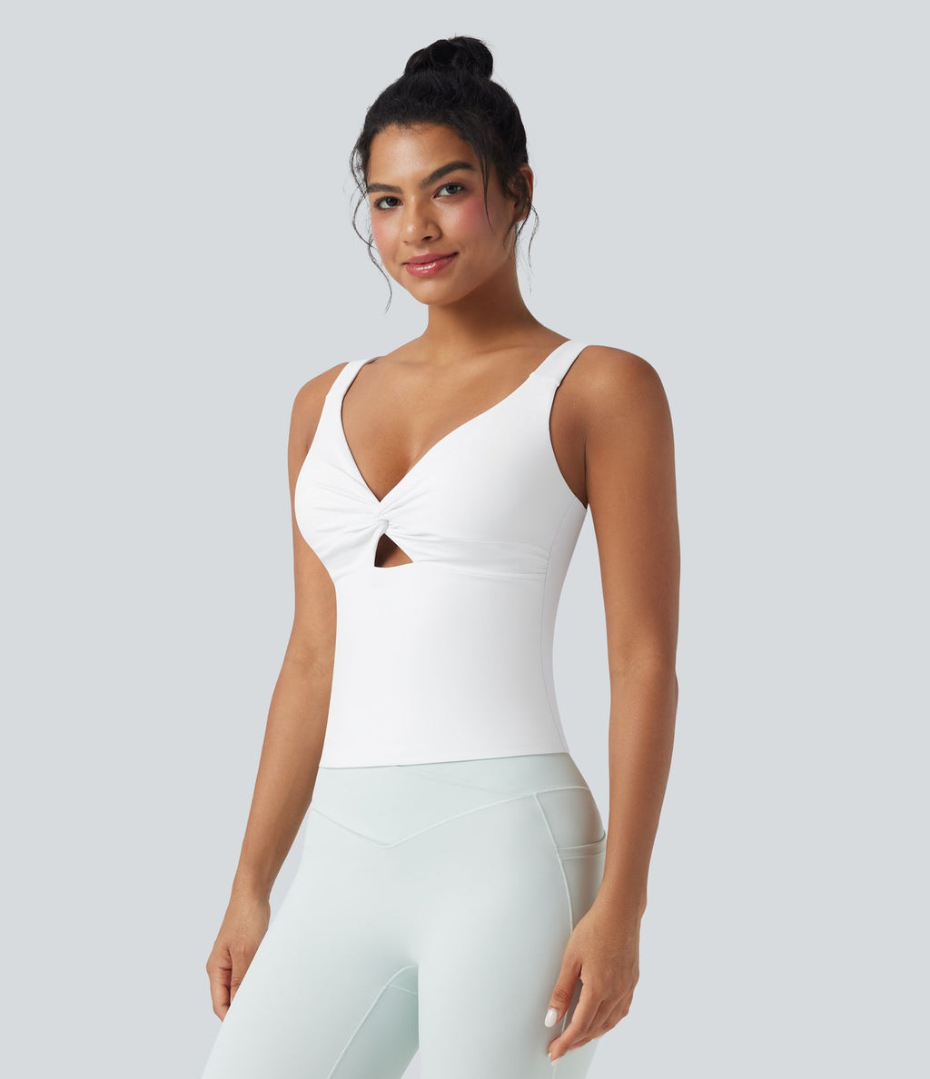 Débardeur de yoga SoftlyZero™ aéré torsadé à découpes - longueur étendue - UPF50+