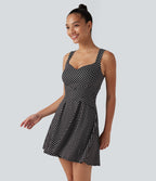 Robe sport de tennis mini 2-en-1 à pois avec brassière intégrée et poches - Édition Easy Peasy