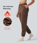 Jogging jogging cargo thermique décontraction taille mi-haute séchage rapide chiné avec poches - UPF40+