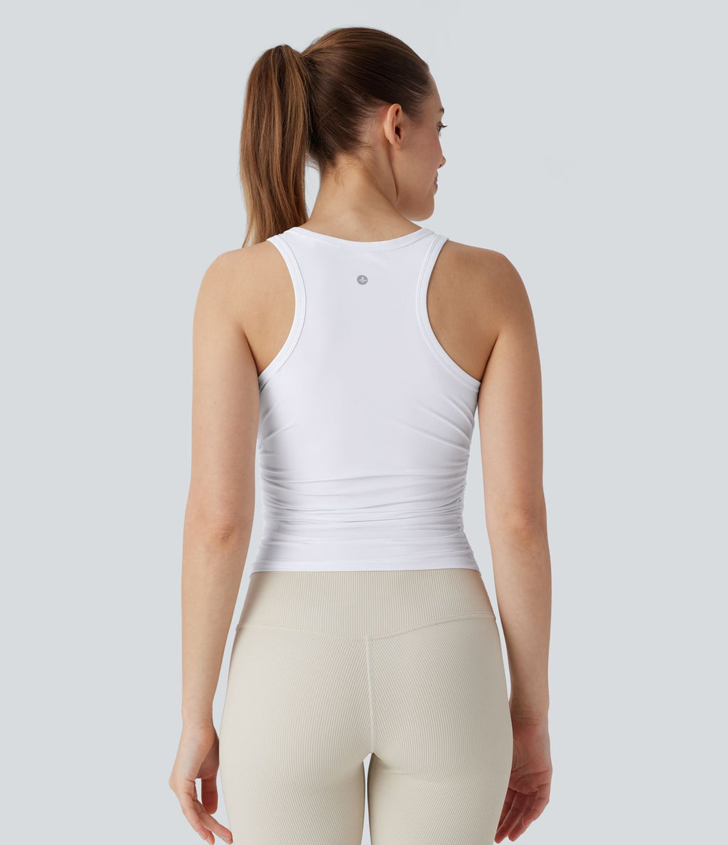 Débardeur de yoga dos nageur froncé col rond