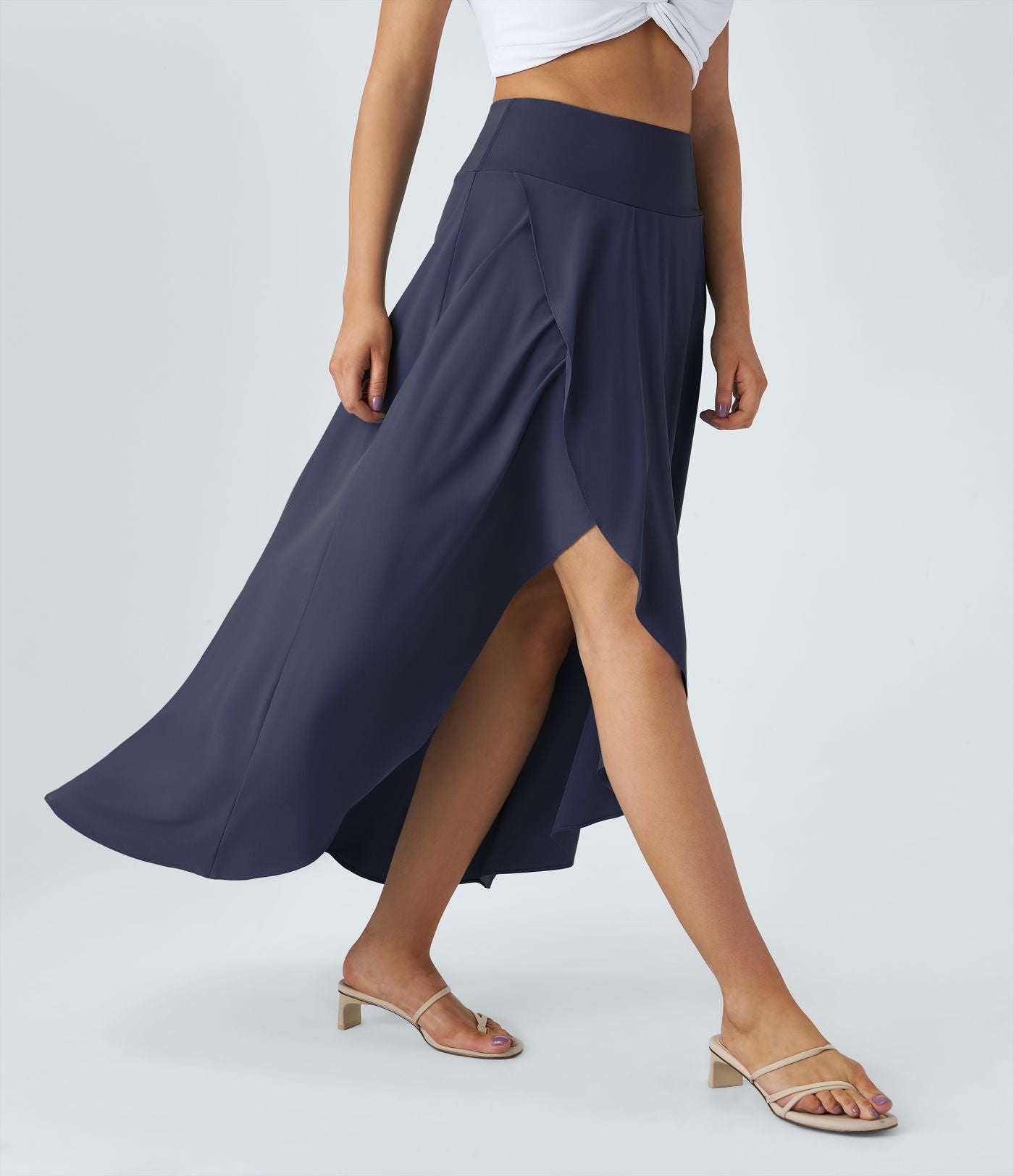 Jupe Longue Casual Breezeful™ Taille Haute à Volants 2en1 Fluide Sèchement Rapide Quotidien Maxi